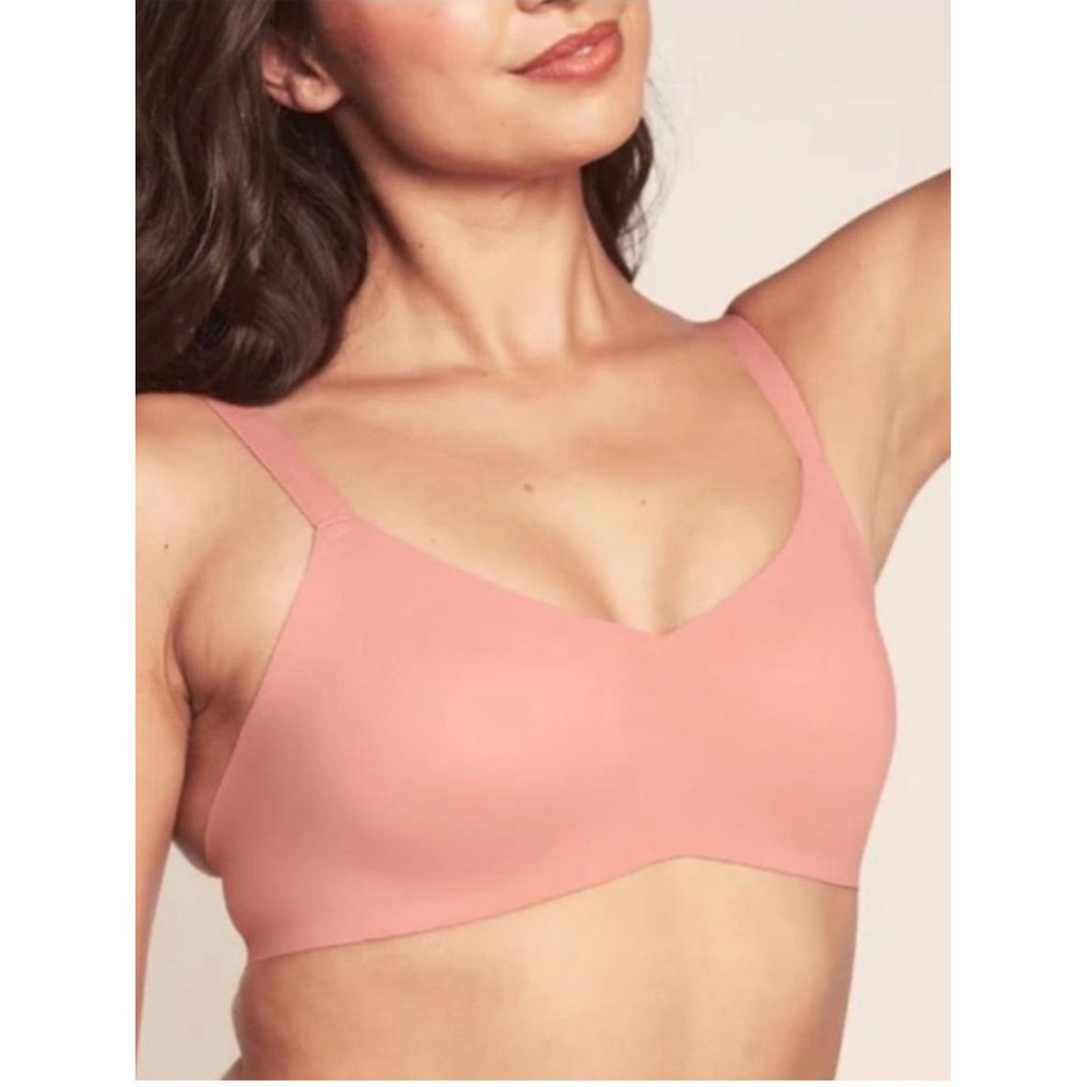 Knix‎ Luxelift V Neck Padded Wireless Bra Pink Ginger 7+ 38/DDD